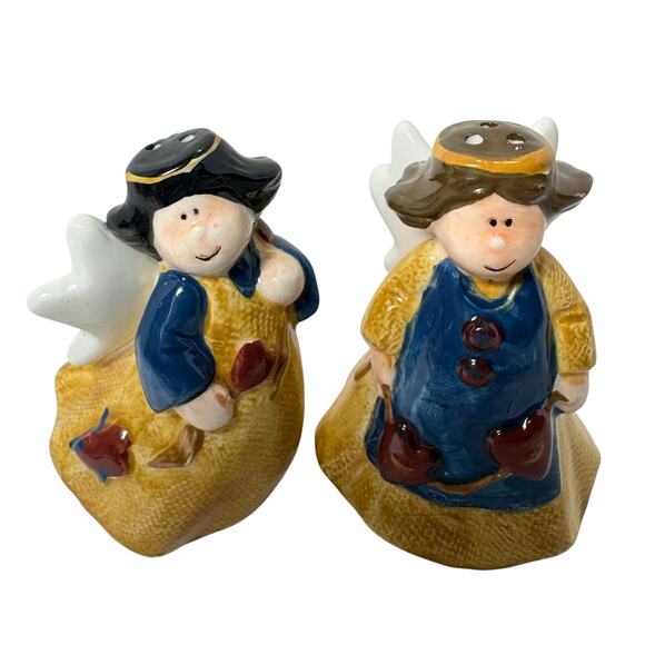 VTG Y2K Hand-Painted Ceramic Angel Salt & Pepper Shakers Set of 2 Collectible - Picture 5 of 7
